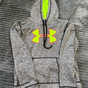 Under Armour Heather Gray Hoodie with Bright Logo